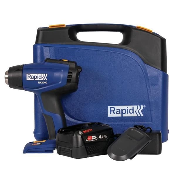 18V batteridrevet varmluftpistol - RAPID - RX1000 - Kuffert + 4,0Ah batteri + oplader
