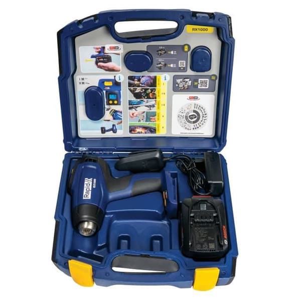 18V batteridrevet varmluftpistol - RAPID - RX1000 - Kuffert + 4,0Ah batteri + oplader
