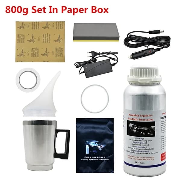 Auton ruosteenpoistoaine, 800ML ajovalojen kemiallinen kiillotussarja, kuorma-auton korjausneste, 800g Paperi Setti