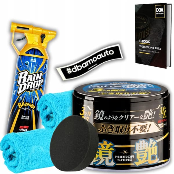Soft99 Mirror Shine Wax Dark för mörka lacker 200g + Rain Drop Bazooka