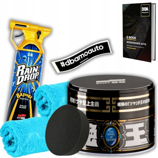 Soft99 The King of Gloss B&D vax för mörka lacker + Rain Drop Bazooka