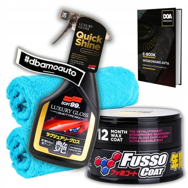 Set Soft99 Fusso Coat 12 qd Quick Detailer Luxury Gloss 200g