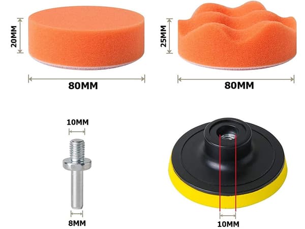 Set med polersvampar för borr 80mm