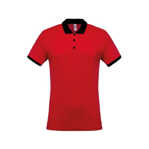 Kariban Mens Two-Tone Pique Polo Shirt Red/Black XXL