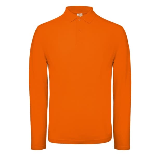 B&C ID.001 Polo med lång ärm för män Bright Orange XS