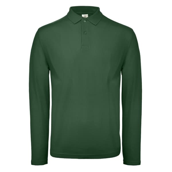 B&C ID.001 Mens Long Sleeve Polo Racing Green 2XL