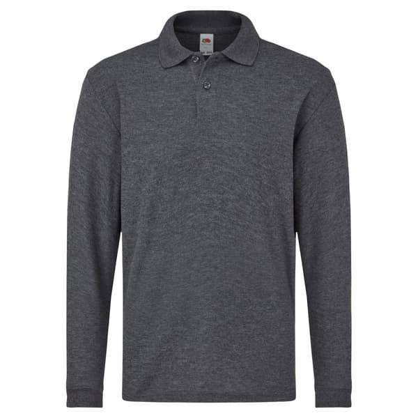 Fruit of the Loom Långärmad 65/35 Pique Polo för barn / Polotröjor för barn Heather Grey 5-6