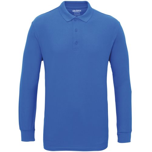 Bild av Gildan Långärmad herrtröja Premium bomull dubbel Pique poloshirt