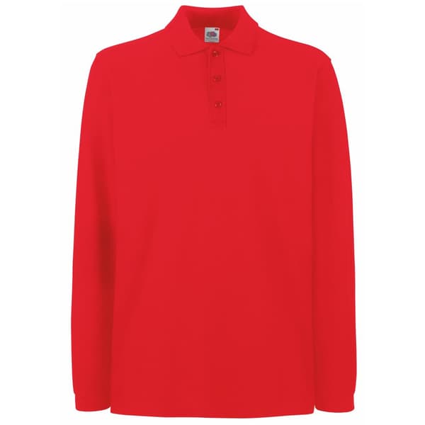 Fruit of the Loom Polo shirt med lång ärm för män Premium