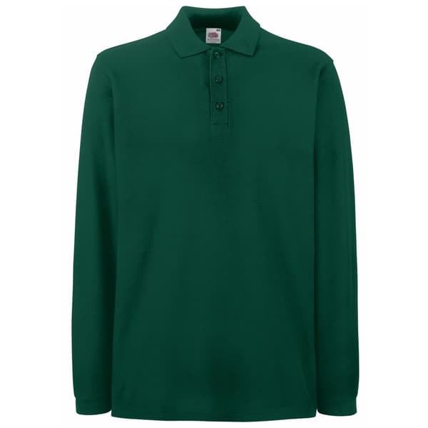 Fruit of the Loom Polo shirt med lång ärm för män Premium