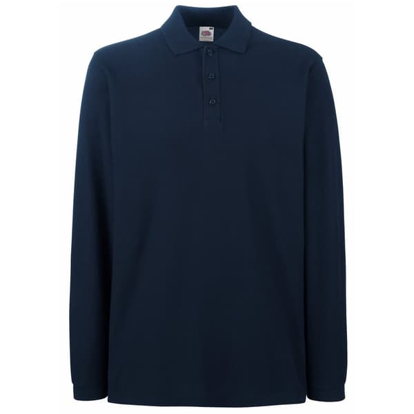 Fruit of the Loom Polo shirt med lång ärm för män Premium