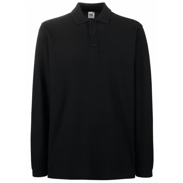Fruit of the Loom Polo shirt med lång ärm för män Premium