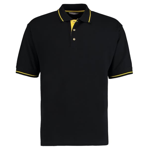 Kustom Kit Mens St. Mellion Mens Short Sleeve Polo Shirt Black/Yellow XS