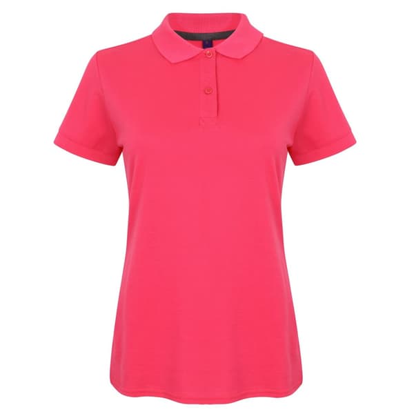 Henbury Womens/Ladies Micro-Fine kortärmad polotröja Fuchsia 2XS