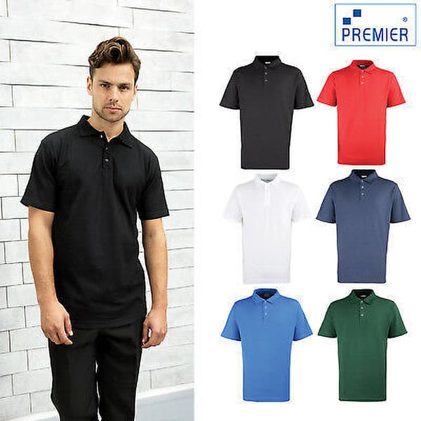 Premier Herre Stud Heavyweight almindelig poloshirt i pique