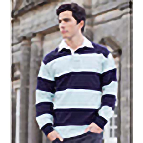 Front Row Sewn Stripe Long Sleeve Sports Rugby Polo Shirt