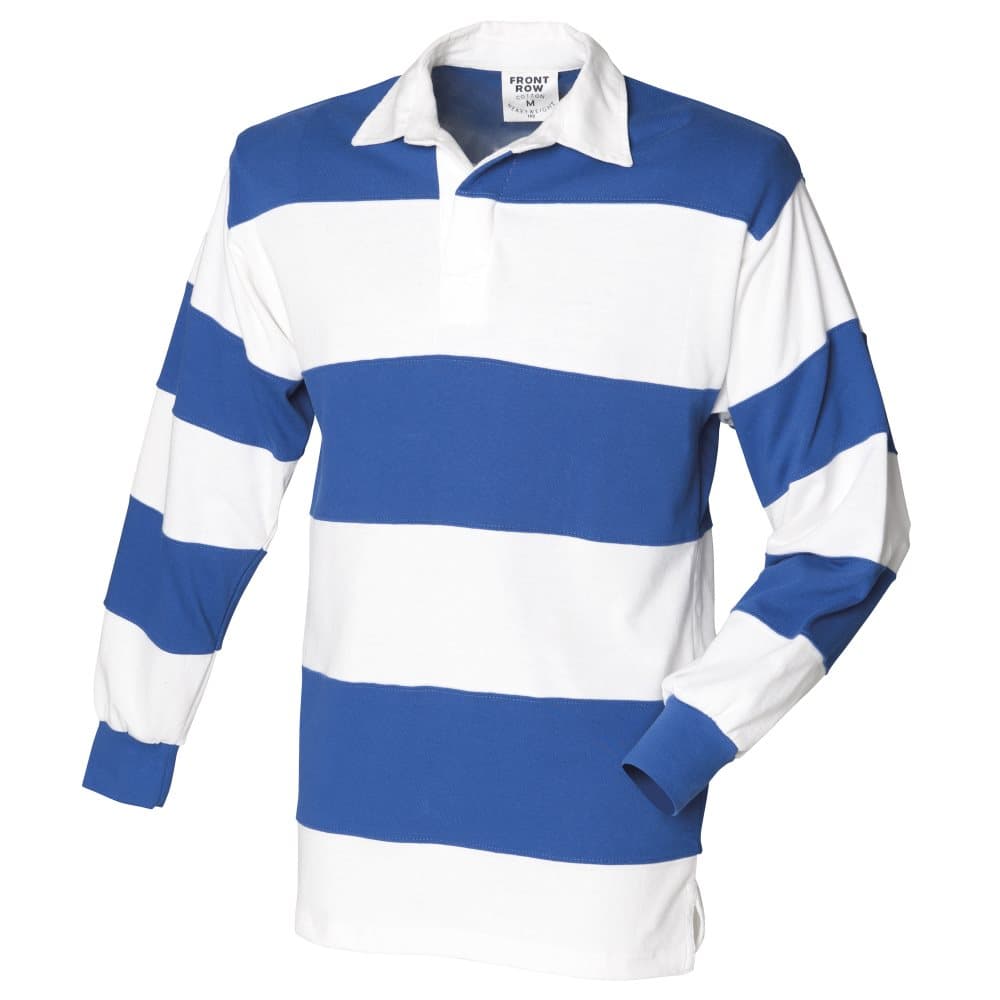 Front Row Sewn Stripe Long Sleeve Sports Rugby Polo Shirt med långa ärmar