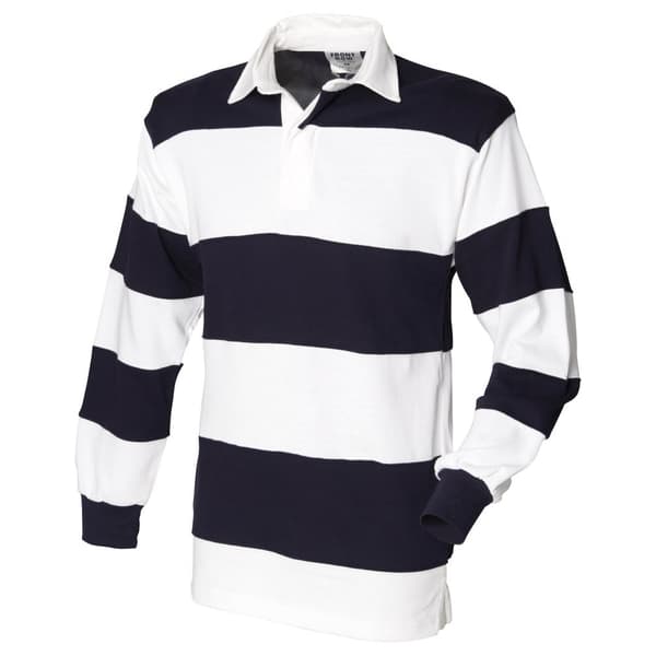 Front Row Sewn Stripe Long Sleeve Sports Rugby Polo Shirt
