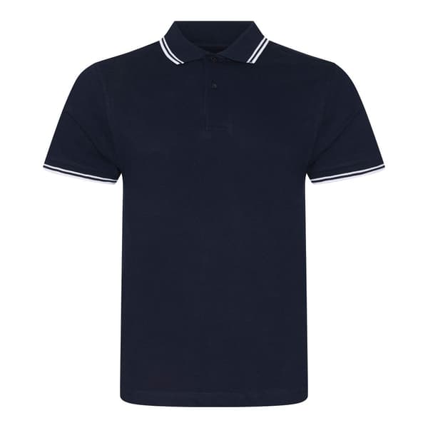 AWDis Mens Stretch Tipped Polo Shirt Navy/White M