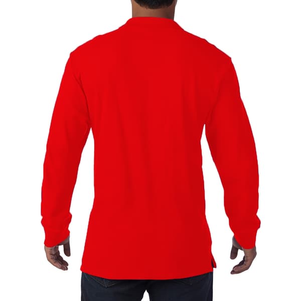 Gildan Mens Long Sleeve Double Pique Cotton Polo Shirt