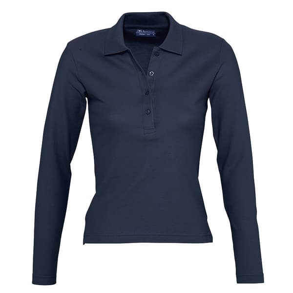 SOLS Womens/Ladies Podium Cotton Pique Long-Sleeved Polo Shirt