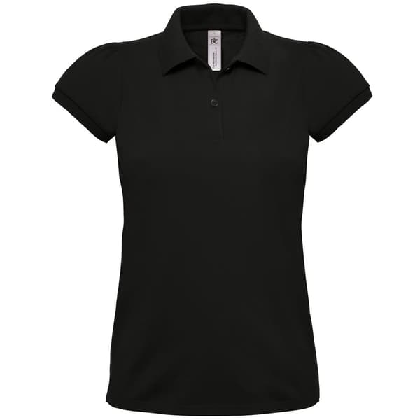 B&C poloshirt med korte ærmer af bomuld i Heavymill til kvinder/damer Black L