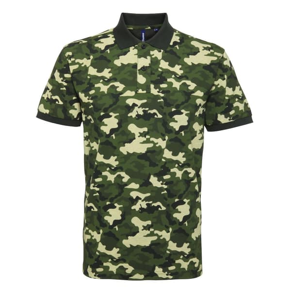 Asquith & Fox Mens Short Sleeve Camo Print Polo Shirt