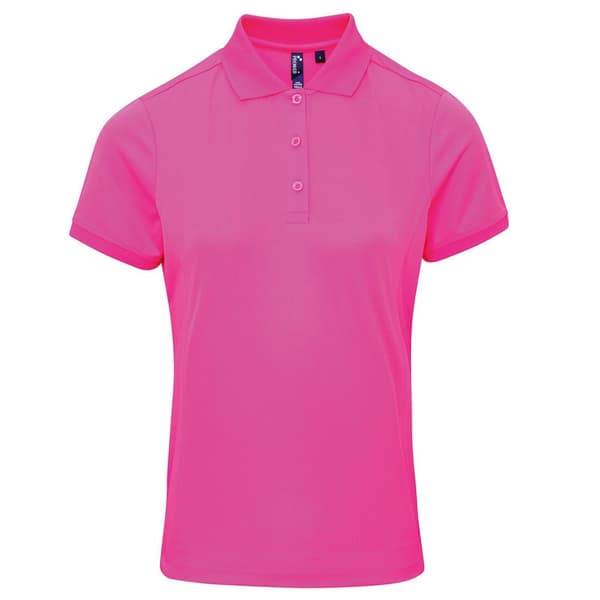 Premier Coolchecker kortærmet Pique Polo T-shirt med korte ærmer til kvinder/damer Neon Pink XL Premier Coolchecker kortærmet Pique Polo T-shirt med korte ærmer til kvinder/damer Neon Pink XL