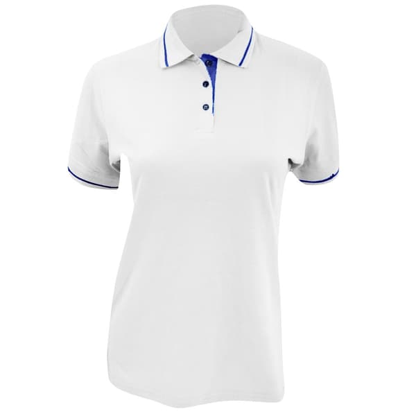 Kustom Kit Ladies St. Mellion kortärmad polotröja för damer White/Navy 20