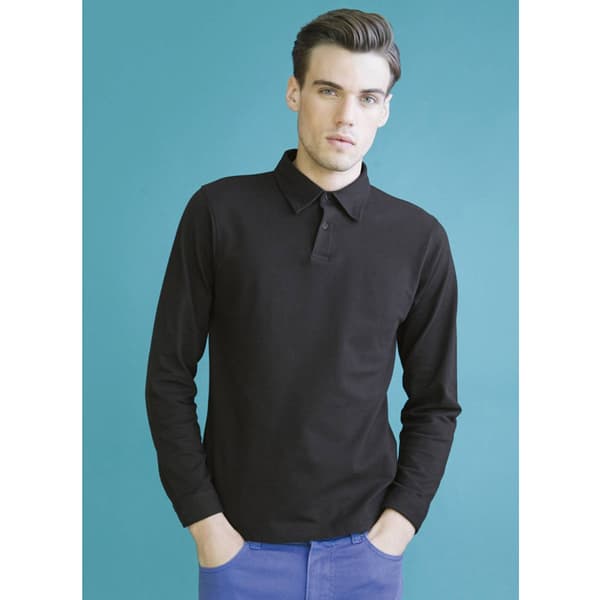 Skinni Fit Mens Long Sleeve Stretch Polo Shirt