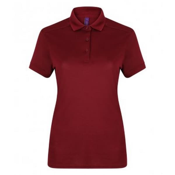 Henbury Polo shirt til kvinder/damer med strækbar mikrofine pique polo Burgundy S