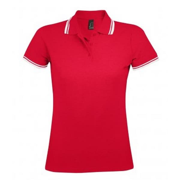 SOLS Womens/Ladies Pasadena Tipped Short Sleeve Pique Polo Shirt med kort ärm