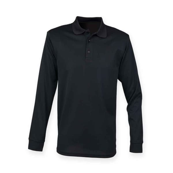 Henbury Unisex långärmad Coolplus Piqu polotröja för vuxna