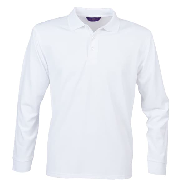 Henbury Unisex långärmad Coolplus Piqu polotröja för vuxna