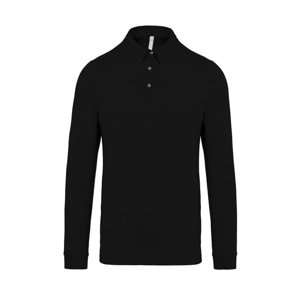 Kariban Jersey strikket langærmet poloshirt til mænd