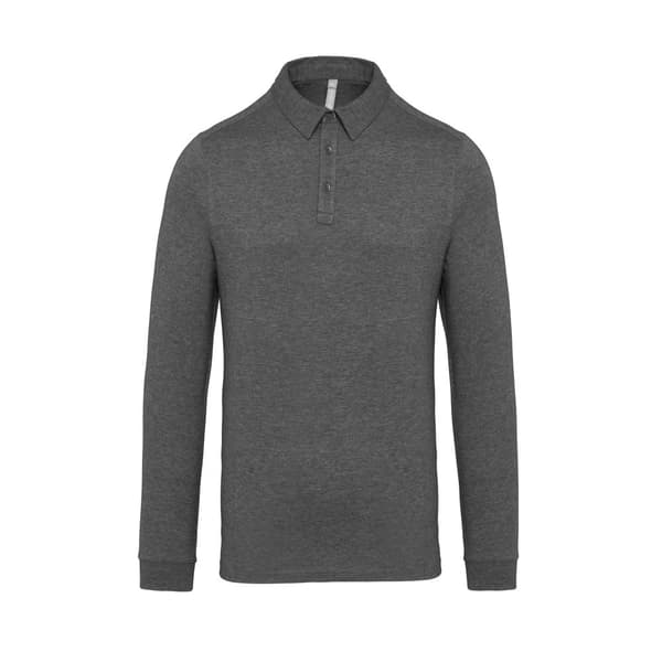 Kariban Jersey strikket langærmet poloshirt til mænd