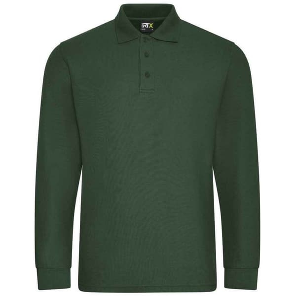 PRO RTX Mens Pro Piqué Long-Sleeved Polo Shirt Bottle Green M