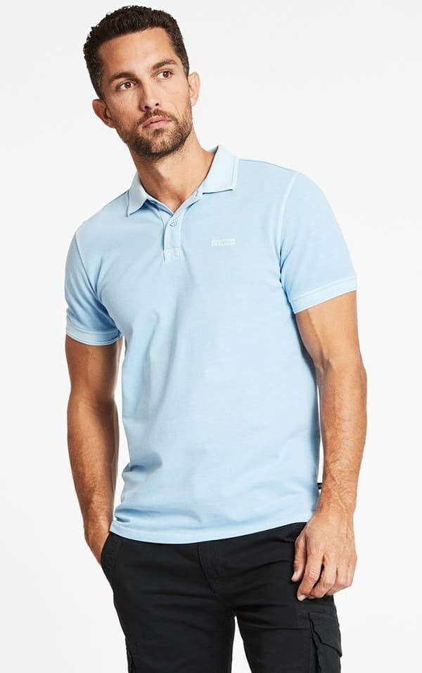 Lindbergh Blue - Piké 30-427000 Tvätteffekt Ljusblå L