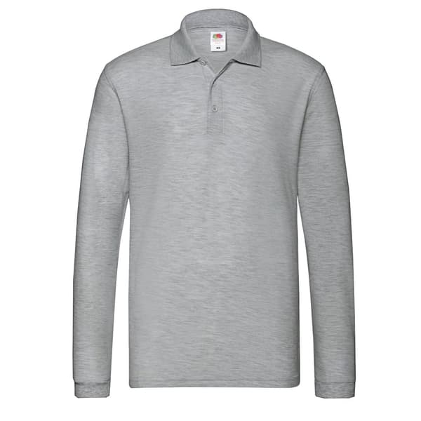Fruit of the Loom Långärmad polotröja för män Premium Heather