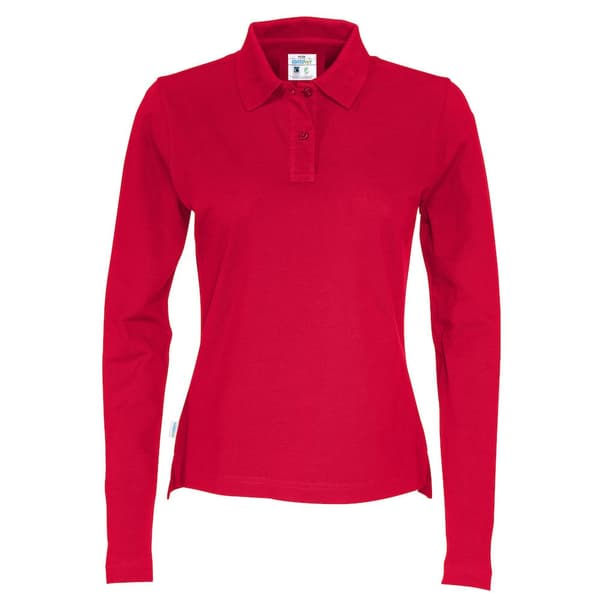 Cottover Kvinnor/Damer Pique långärmad polotröja Red XXL