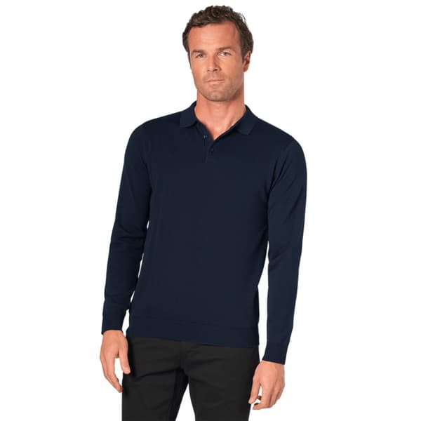 Brook Taverner Mens Casper Knitted Long-Sleeved Polo Shirt