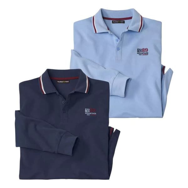 Atlas For Men Mens Pique Long-Sleeved Polo Shirt (Pack of 2)