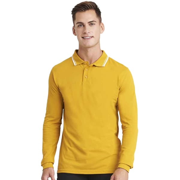 Awdis Mens Tipped Long-Sleeved Polo Shirt