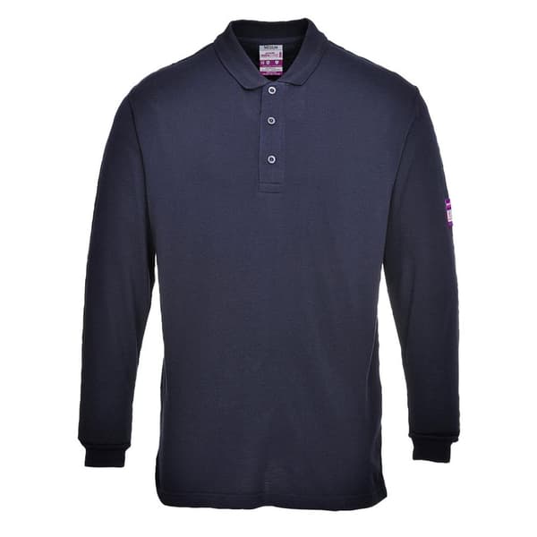 Portwest Mens Flame Resistant Anti-Static Long-Sleeved Polo Shirt