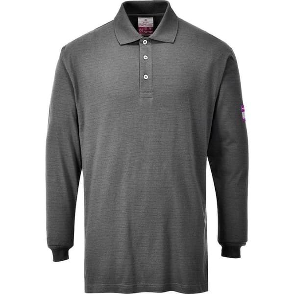 Portwest Mens Flame Resistant Anti-Static Long-Sleeved Polo Shirt
