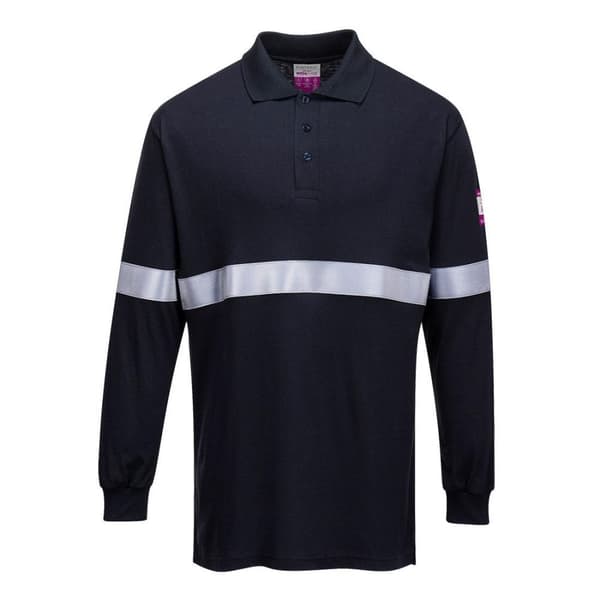 Portwest Flammebestandig poloshirt med refleksbånd til herrer