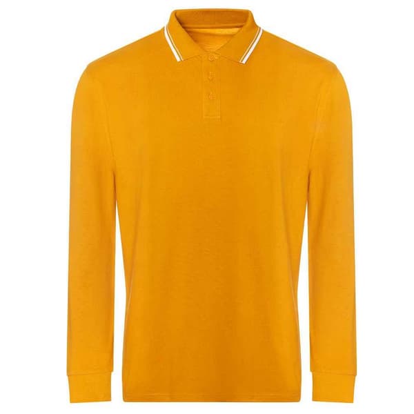 Awdis Långärmad polotröja för män Mustard/White S