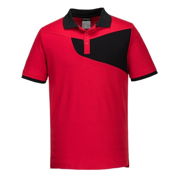 Portwest Bomullspolotröja för män i aktiv bomull Red/Black L