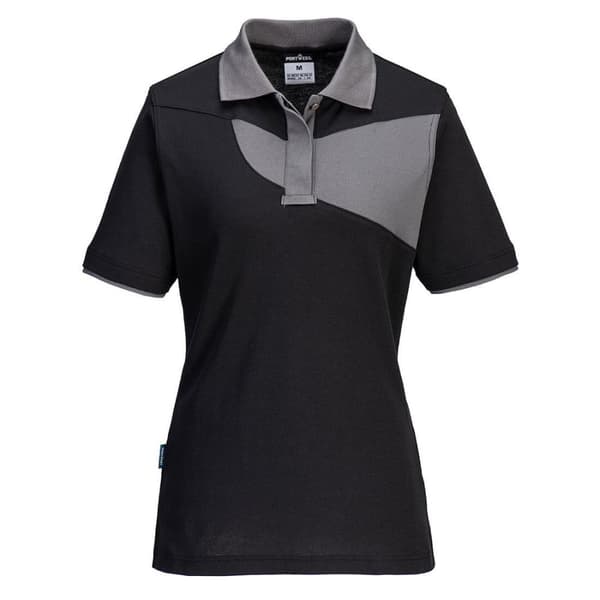 Portwest PW2-polotröja för kvinnor och damer Black/Zoom Grey XXL