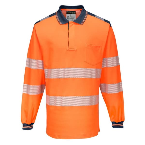 Portwest PW3 Bomull Hi-Vis Säkerhetspolo för herrar